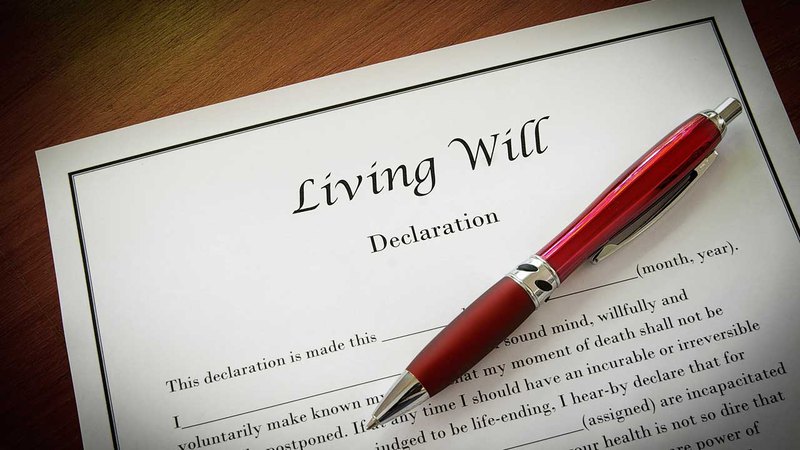 living will attorney near me with living will document on the table